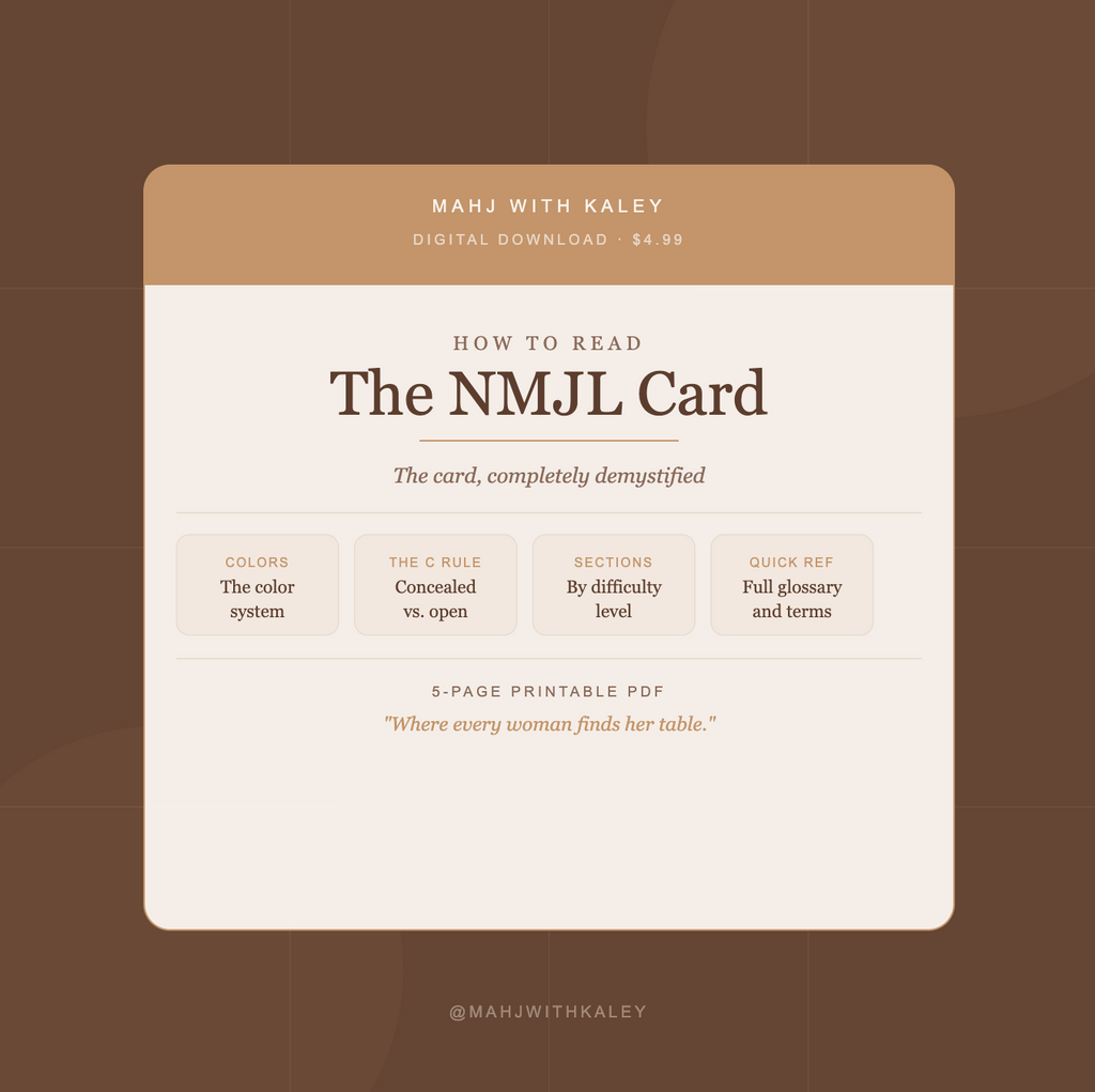 How to Read the NMJL Card | American Mahjong Beginner Guide | Printable PDF | Color System + "C" Rule Explained