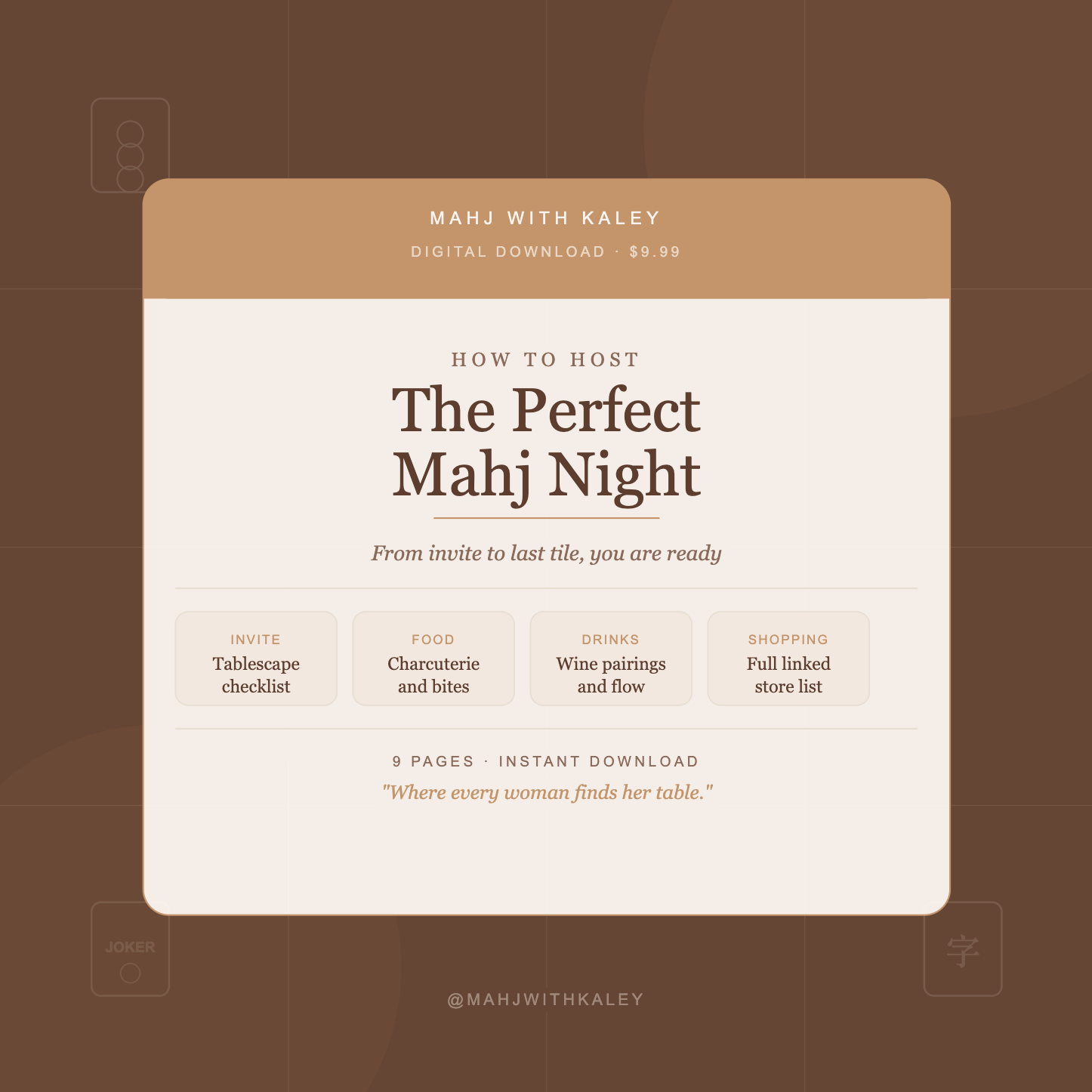 Mahj Hostess Guide | Beginner Mahjong Party Planning Printable (Digital Download)