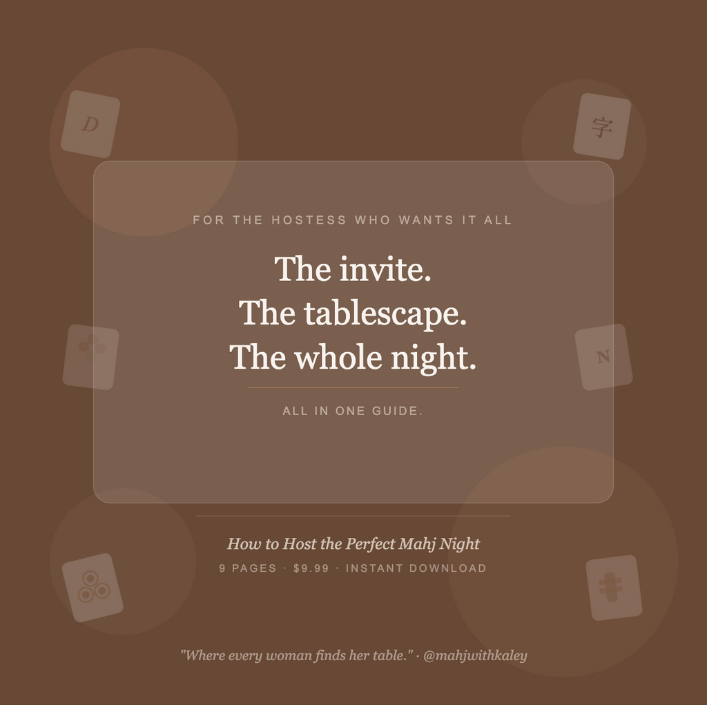 Mahj Hostess Guide | Beginner Mahjong Party Planning Printable (Digital Download)