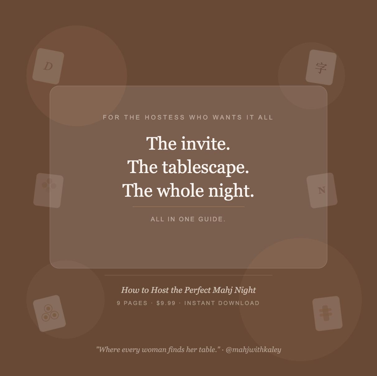 Mahj Hostess Guide | Beginner Mahjong Party Planning Printable (Digital Download)